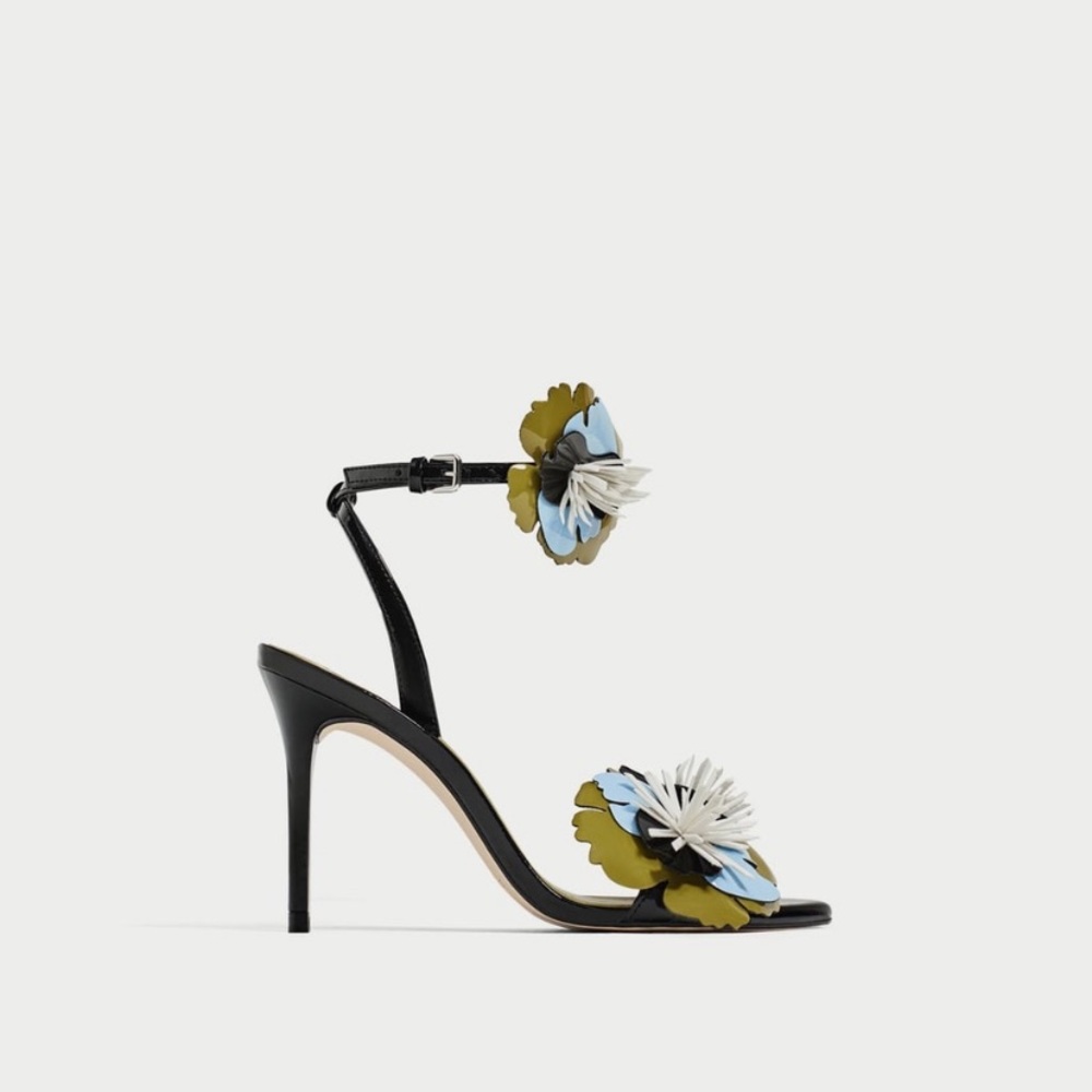 Zara High Heel Sandals with Floral Detail
